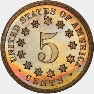 1869 Proof Five Cent reverse