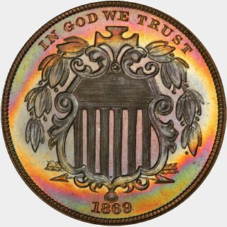 1869 Proof Five Cent obverse