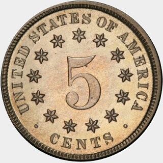 1870 Proof Five Cent reverse