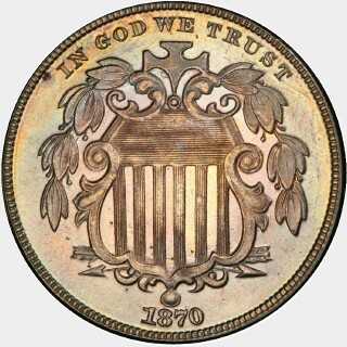 1870 Proof Five Cent obverse
