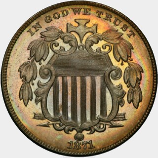 1871 Proof Five Cent obverse