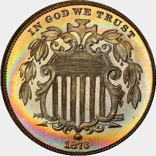 1873 Proof Five Cent obverse