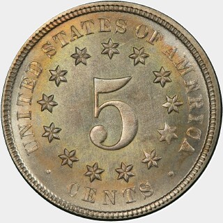 1874 Proof Five Cent reverse