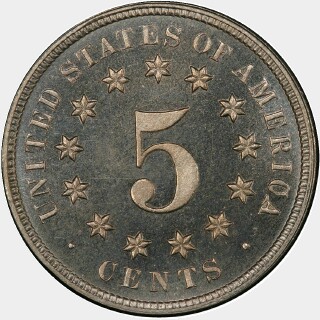 1876 Proof Five Cent reverse