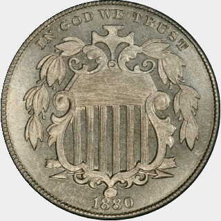 1880 Proof Five Cent obverse