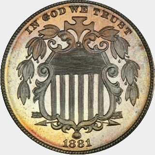 1881 Proof Five Cent obverse