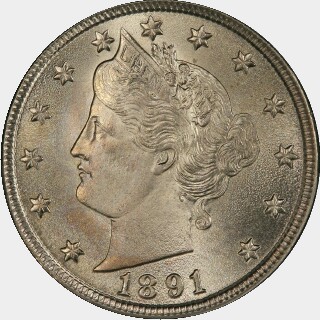 1891  Five Cent obverse