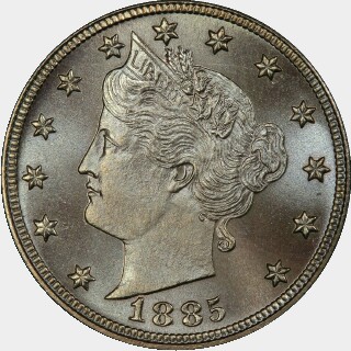 1885 Proof Five Cent obverse