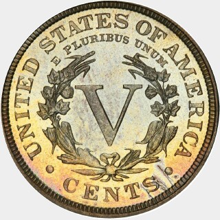 1886 Proof Five Cent reverse