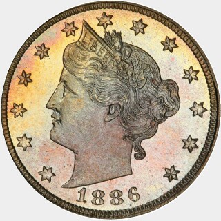 1886 Proof Five Cent obverse