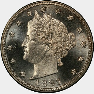 1887 Proof Five Cent obverse