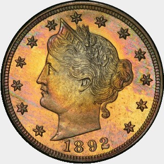1892 Proof Five Cent obverse