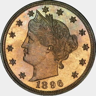 1896 Proof Five Cent obverse