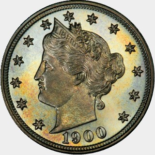 1900 Proof Five Cent obverse