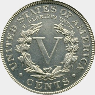 1913 Proof Five Cent reverse