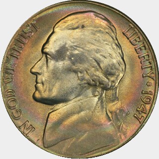 1947-D  Five Cent obverse