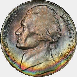 1948-D  Five Cent obverse