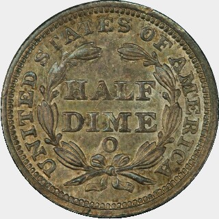 1844-O  Five Cent reverse