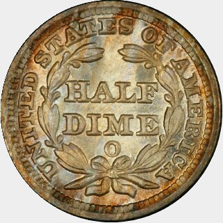 1848-O  Five Cent reverse