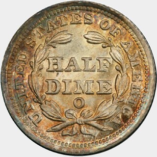 1850-O  Five Cent reverse