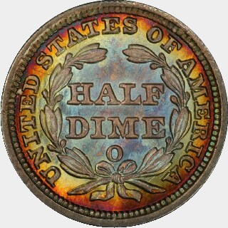 1858-O  Five Cent reverse
