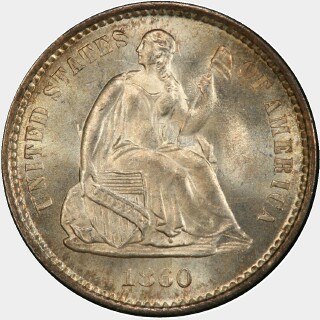 1860-O  Five Cent obverse