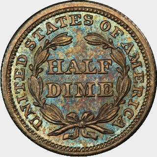 1844 Proof Five Cent reverse