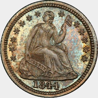 1844 Proof Five Cent obverse