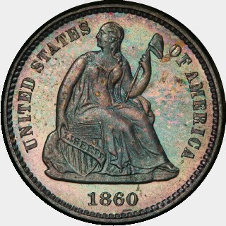1860 Proof Five Cent obverse