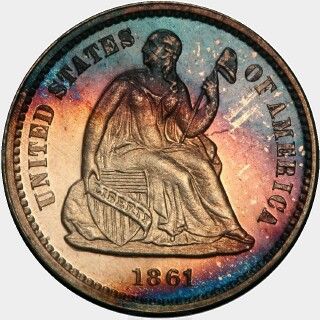 1861 Proof Five Cent obverse