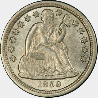 1859-S  Ten Cent obverse