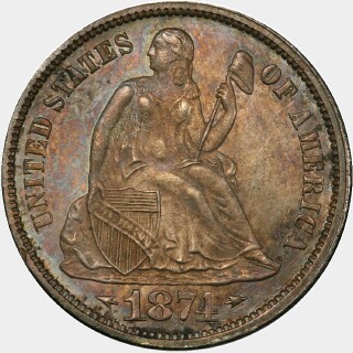 1874-CC  Ten Cent obverse