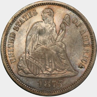 1875-S  Ten Cent obverse