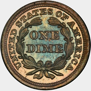 1858 Proof Ten Cent reverse