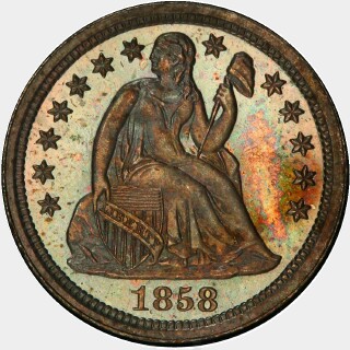 1858 Proof Ten Cent obverse