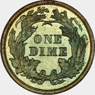 1874 Proof Ten Cent reverse