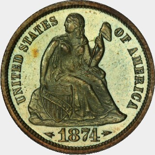 1874 Proof Ten Cent obverse