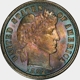 1892-S  Ten Cent obverse