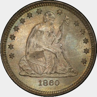 1860-O  Quarter Dollar obverse