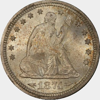 1874-S  Quarter Dollar obverse