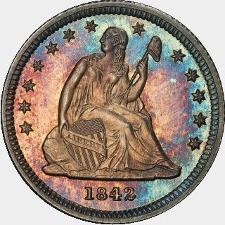 1842 Proof Quarter Dollar obverse