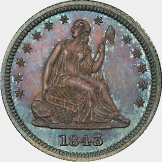 1843 Proof Quarter Dollar obverse