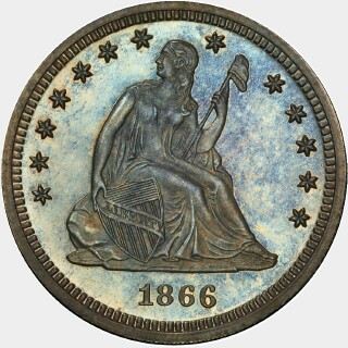 1866 Proof Quarter Dollar obverse