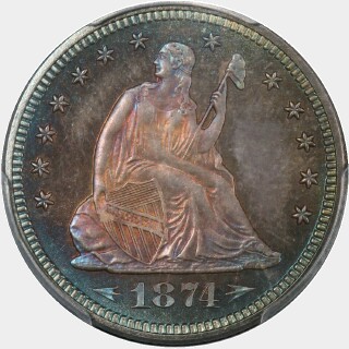 1874 Proof Quarter Dollar obverse