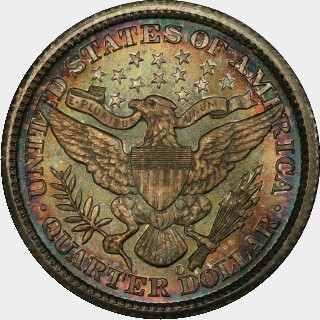 1895-O  Quarter Dollar reverse