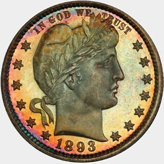 1893 Proof Quarter Dollar obverse
