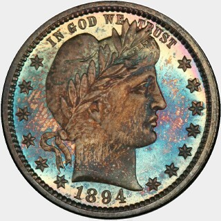 1894 Proof Quarter Dollar obverse