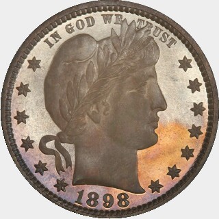 1898 Proof Quarter Dollar obverse