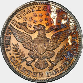 1902 Proof Quarter Dollar reverse