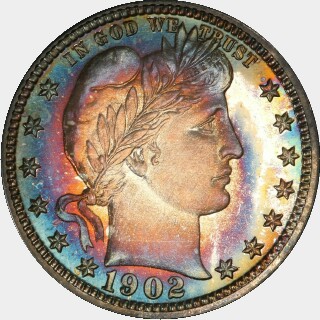 1902 Proof Quarter Dollar obverse